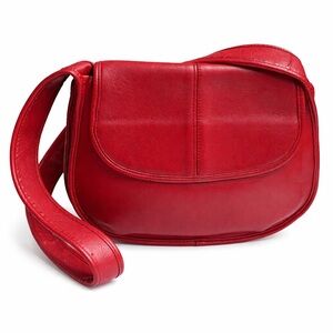 Vintage Coach Red Leather Saddle Shoulder Bag 4150
